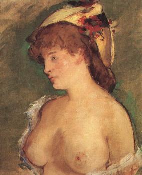 Edouard Manet : Blonde Woman with Bare Breasts